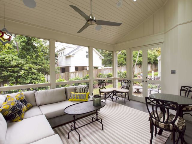 A finished deck, porch or pool