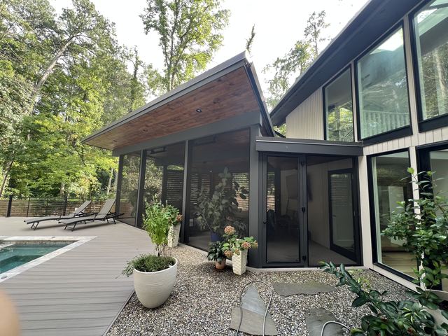 A finished deck, porch or pool
