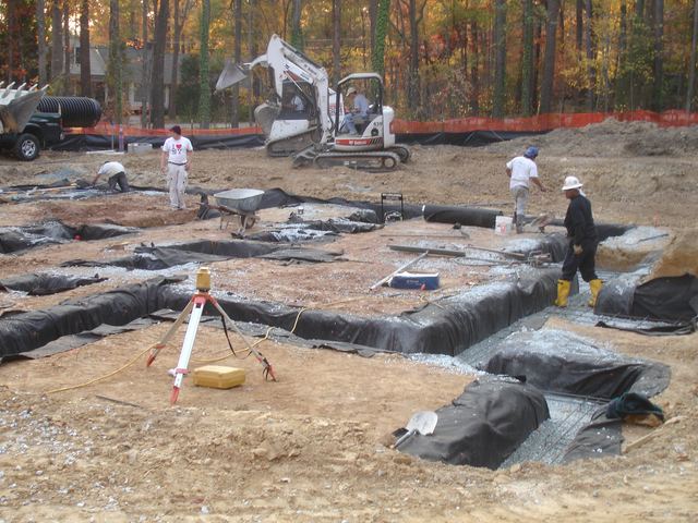An excavated building site