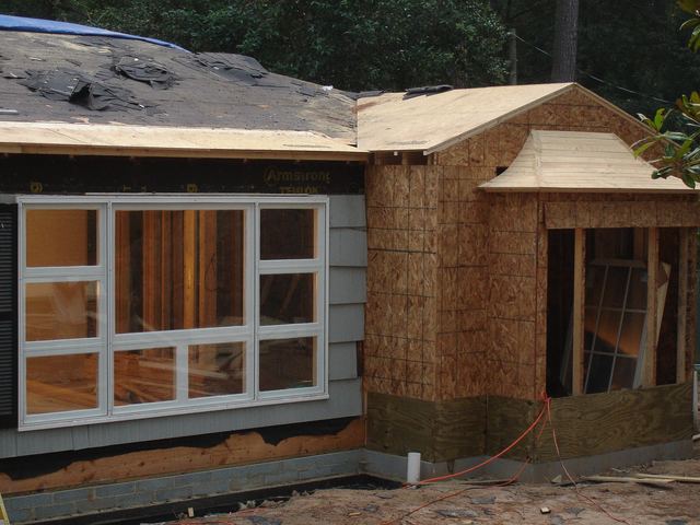 A deck or porch under construction
